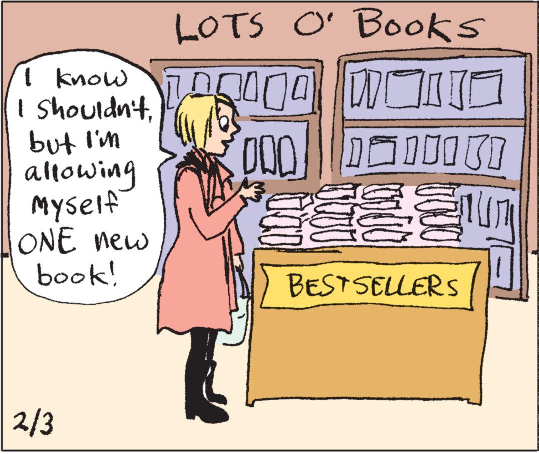 Drawing OCR: I know I shouldn'tbut I'm allowing Myself ONE new book! 2/3 LOTS O' Books A 100 wali DOD 0001 ( BEST SELLERS I know I shouldn'tbut I'm allowing Myself ONE new book ! 2/3 LOTS O ' Books A 100 wali DOD 0001 ( BEST SELLERS