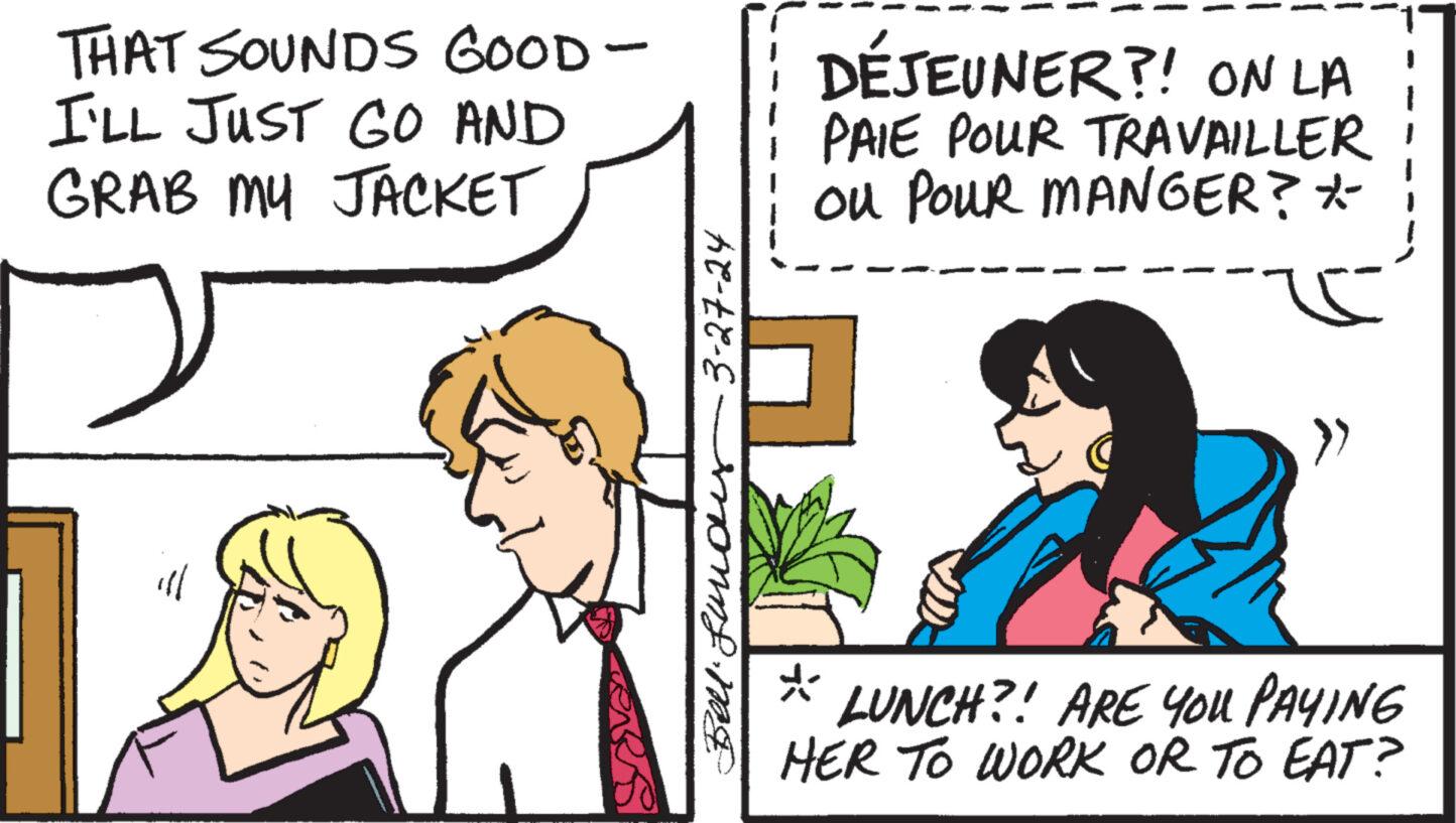 Gesture OCR: THAT SOUNDS GOOD- I'LL JUST GO AND GRAB MY JACKET DÉJEUNER?! ON LA PAIE POUR TRAVAILLER ou POUR MANGER? *- ? Bell. fundur 3-27-24 >> * LUNCH?! ARE YOU PAYING HER TO WORK OR TO EAT? THAT SOUNDS GOOD- I'LL JUST GO AND GRAB MY JACKET DÉJEUNER ?! ON LA PAIE POUR TRAVAILLER ou POUR MANGER ? * - ? Bell . fundur 3-27-24 >> * LUNCH ?! ARE YOU PAYING HER TO WORK OR TO EAT ?