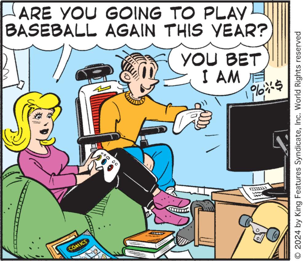 Output device OCR: ARE YOU GOING TO PLAY BASEBALL AGAIN THIS YEAR? COMICS - YOU BET I AM 19/0%'$ un O 2024 by King Features SyndicateInc. World Rights reserved ARE YOU GOING TO PLAY BASEBALL AGAIN THIS YEAR ? COMICS - YOU BET I AM 19/0 % ' $ un O 2024 by King Features SyndicateInc. World Rights reserved