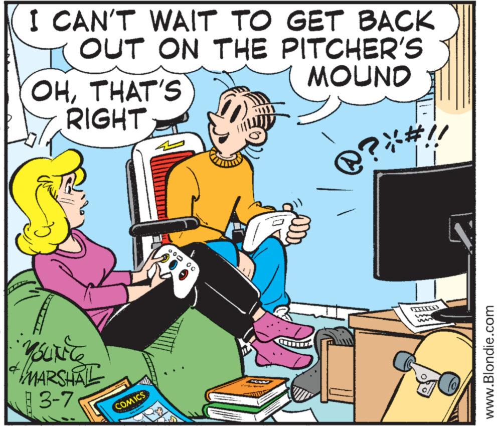Job OCR: I CAN'T WAIT TO GET BACK OUT ON THE PITCHER'S MOUND OHTHAT'S RIGHT YouNice MARSHALL 3-7 A COMICS SAVARAN P?X ¶ www.Blondie.com I CAN'T WAIT TO GET BACK OUT ON THE PITCHER'S MOUND OHTHAT'S RIGHT YouNice MARSHALL 3-7 A COMICS SAVARAN P ? X ¶ www.Blondie.com