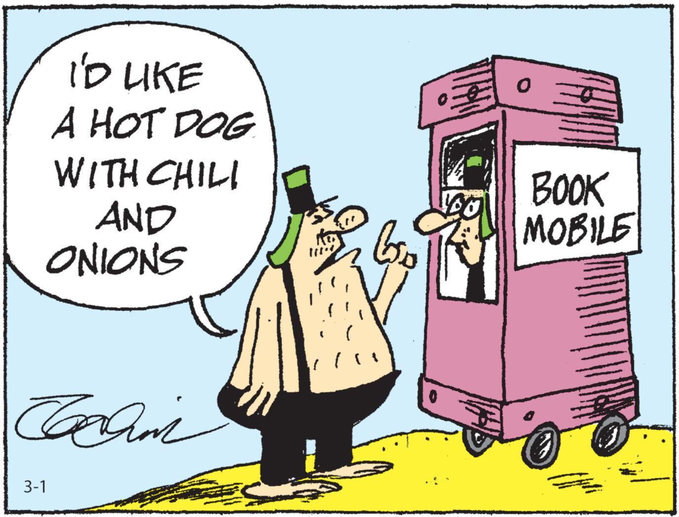 Font OCR: I'D LIKE A HOT DOG WITH CHILI AND ONIONS Cochin 3-1 loo Po BOOK MOBILE I'D LIKE A HOT DOG WITH CHILI AND ONIONS Cochin 3-1 loo Po BOOK MOBILE