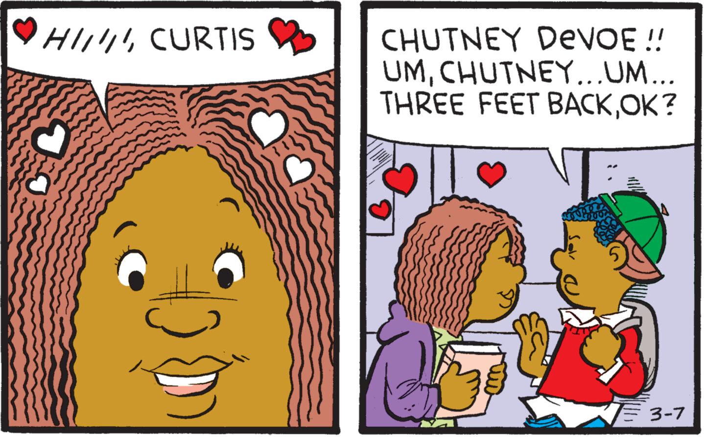 Happy OCR: HICURTIS ? CHUTNEY DEVOE!! UMCHUTNEY...UM... THREE FEET BACKOK? 7 990 3-7 HICURTIS ? CHUTNEY DEVOE !! UMCHUTNEY ... UM ... THREE FEET BACKOK ? 7 990 3-7