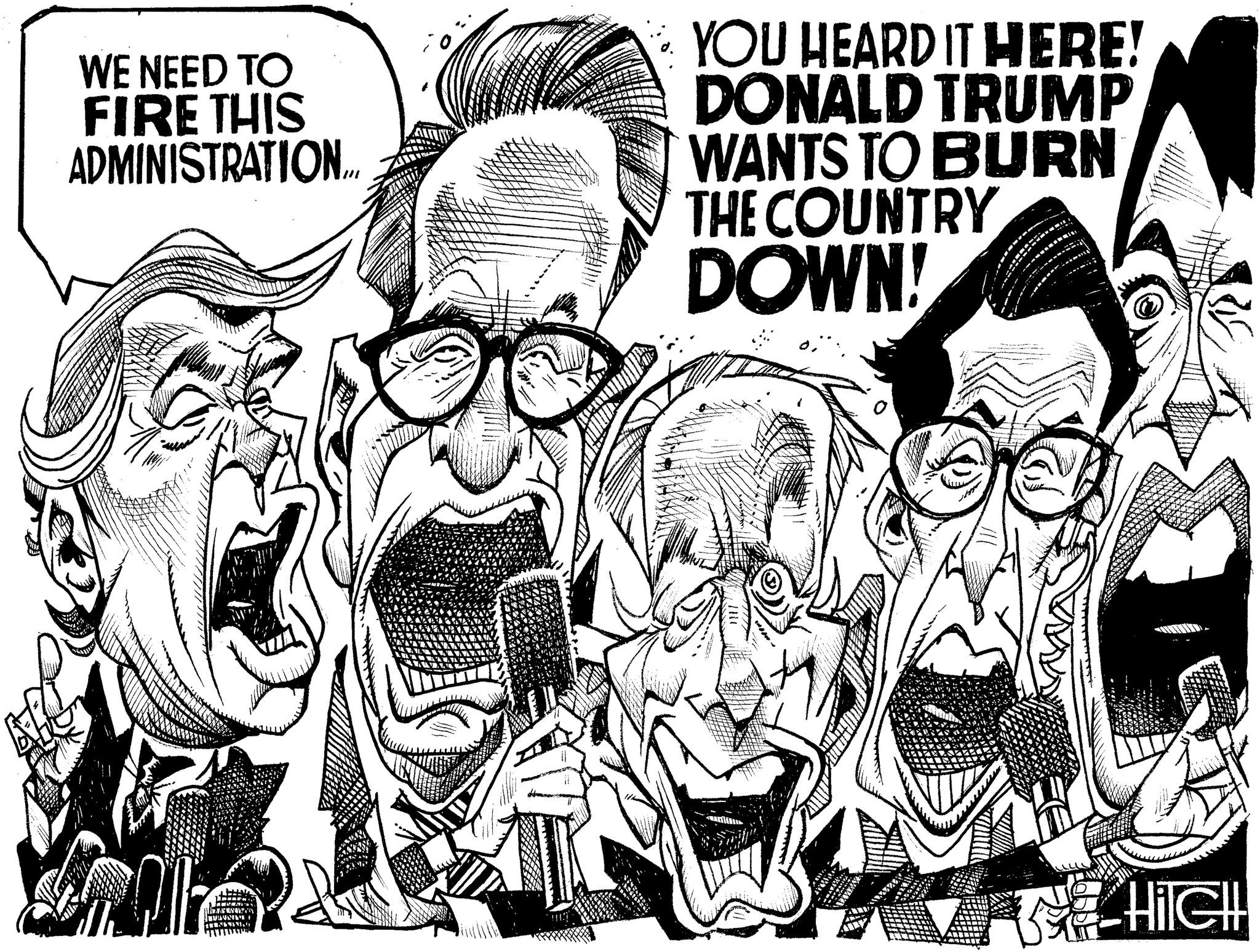 Happy OCR: WE NEED TO FIRE THIS ADMINISTRATION... YOU HEARD IT HERE! DONALD TRUMP WANTS TO BURN THE COUNTRY DOWN! HIGH WE NEED TO FIRE THIS ADMINISTRATION ... YOU HEARD IT HERE ! DONALD TRUMP WANTS TO BURN THE COUNTRY DOWN ! HIGH