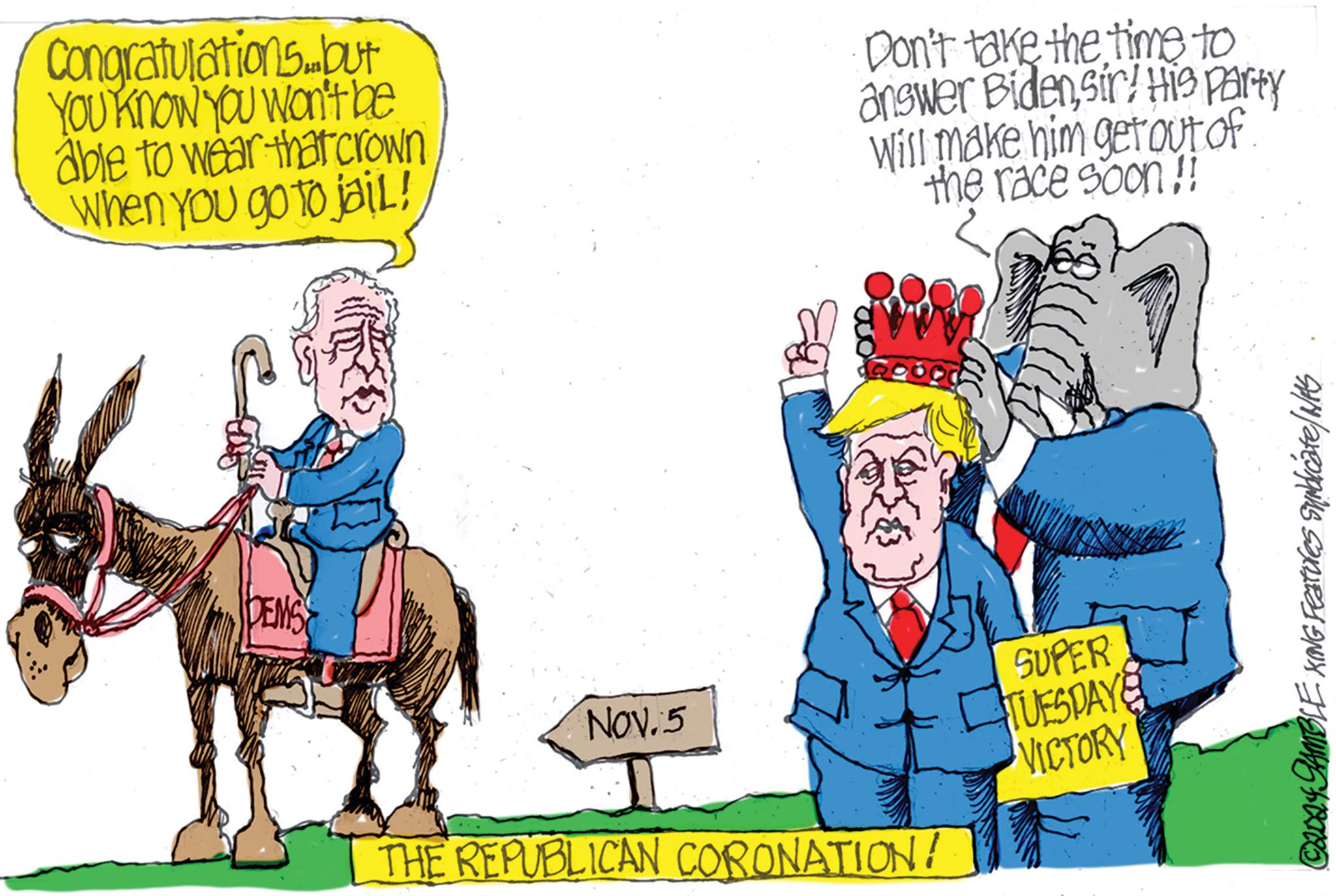 Happy OCR: Congratulations but You know you won't be able to wear that crown When you go to jail! IDEMSE Nov.5 Don't take the time to answer Bidensir! His party Will make him get out of the race soon!! THE REPUBLICAN CORONATION! SUPER TUESDAYS VICTORY ?????????? ????? 1eD Congratulations but You know you won't be able to wear that crown When you go to jail ! IDEMSE Nov.5 Don't take the time to answer Bidensir ! His party Will make him get out of the race soon !! THE REPUBLICAN CORONATION ! SUPER TUESDAYS VICTORY ?????????? ????? 1eD