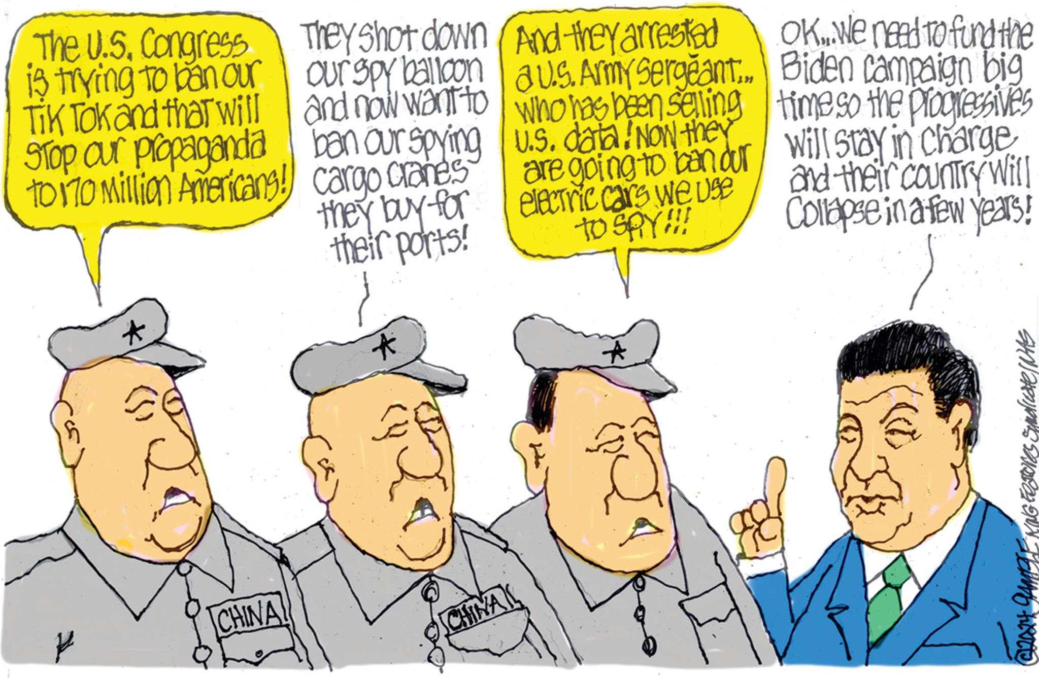 Conversation OCR: The U.S. Congress is trying to ban our Tik Tok and that will STOP Our propaganda to 170 Million Americans! They shot down our spy balloon and now want to ban our spying cargo cranes they buy for their ports! (And they arrested aus. Army Sergeant... who has been selling us. data! Now they are going to ban our electric cars we use to SAY!!! OK...We need to fund the Biden campaign big time so the progressives Will stay in charge and their country will Collapse in a few years! * CHINA CHINA C22024 GAMBLE KING Festores Syndicate (NAS The U.S. Congress is trying to ban our Tik Tok and that will STOP Our propaganda to 170 Million Americans ! They shot down our spy balloon and now want to ban our spying cargo cranes they buy for their ports ! ( And they arrested aus . Army Sergeant ... who has been selling us . data ! Now they are going to ban our electric cars we use to SAY !!! OK ... We need to fund the Biden campaign big time so the progressives Will stay in charge and their country will Collapse in a few years ! * CHINA CHINA C22024 GAMBLE KING Festores Syndicate ( NAS