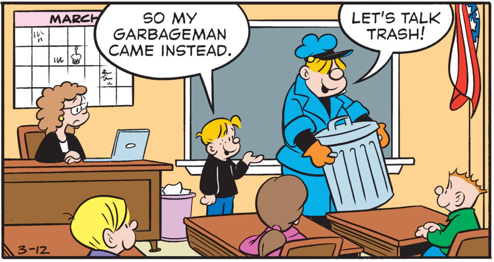 Parallel OCR: W n 3-12 MARCH m SO MY GARBAGEMAN CAME INSTEAD. ? 0 LET'S TALK TRASH! W n 3-12 MARCH m SO MY GARBAGEMAN CAME INSTEAD . ? 0 LET'S TALK TRASH !