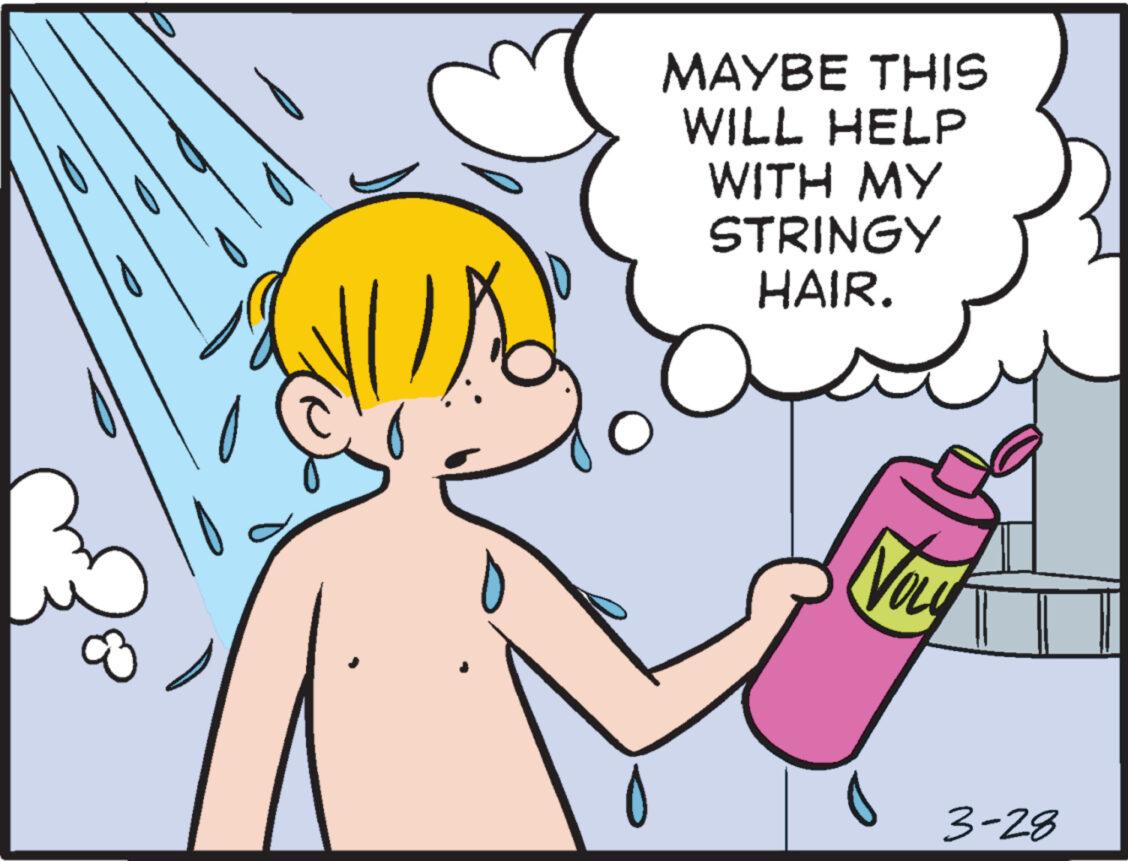 Mammal OCR: MAYBE THIS WILL HELP WITH MY STRINGY HAIR. ? 3-28 MAYBE THIS WILL HELP WITH MY STRINGY HAIR . ? 3-28