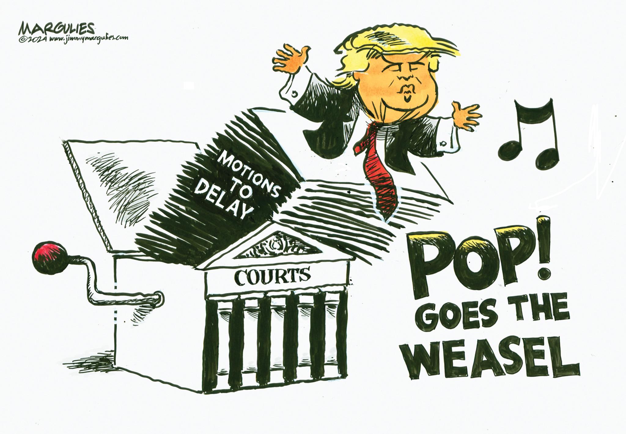 Rectangle OCR: MARGULIES 2024 www.jimmymargulies.com MOTIONS TO DELAY COURTS POP! GOES THE WEASEL MARGULIES 2024 www.jimmymargulies.com MOTIONS TO DELAY COURTS POP ! GOES THE WEASEL
