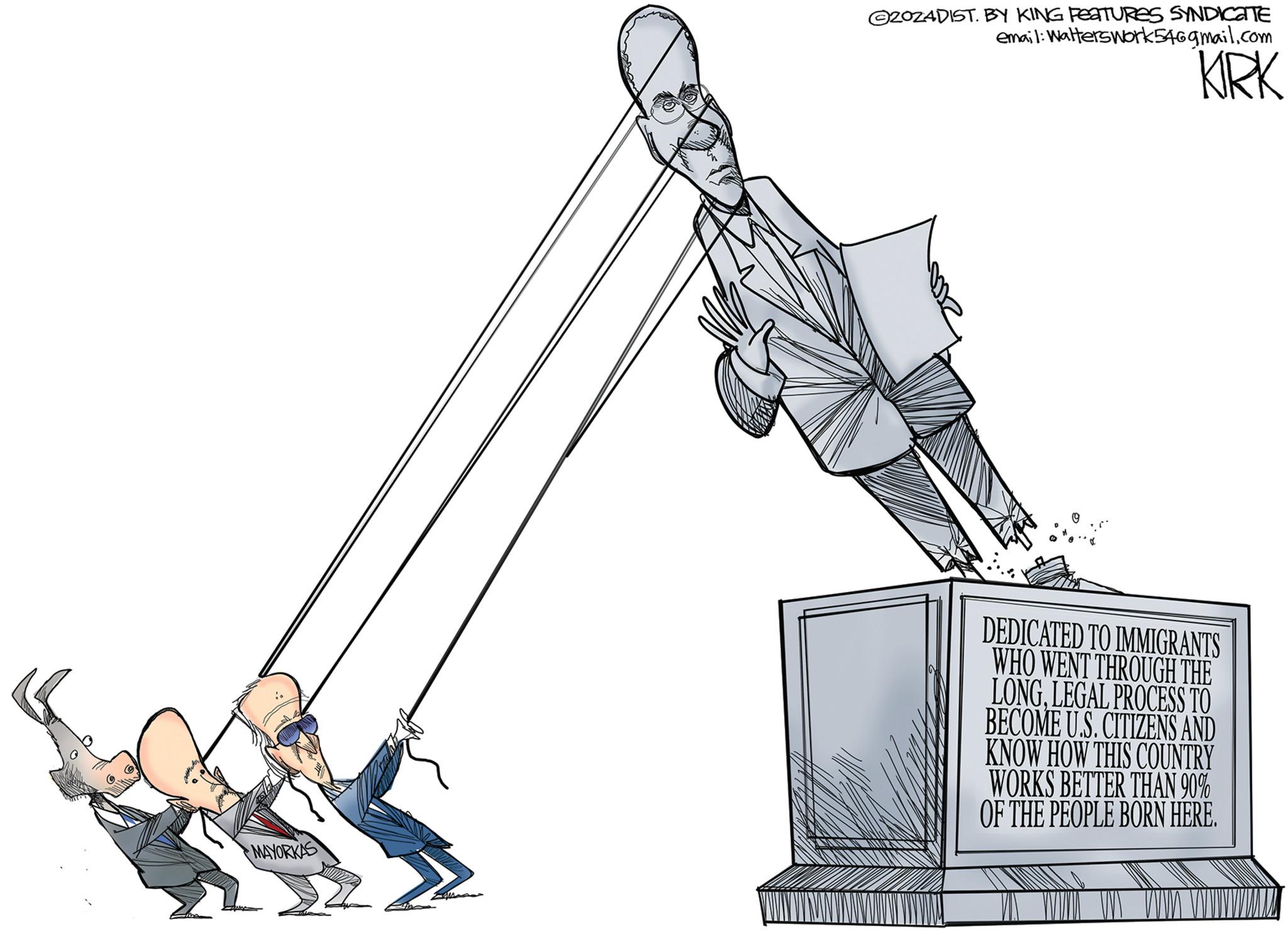 Fictional character OCR: 2024DIST. BY KING FEATURES SYNDICATE email: Walterswork546gmail.com KRK MAYORKAS DEDICATED TO IMMIGRANTS WHO WENT THROUGH THE LONGLEGAL PROCESS TO BECOME U.S. CITIZENS AND KNOW HOW THIS COUNTRY WORKS BETTER THAN 90% OF THE PEOPLE BORN HERE. 2024DIST . BY KING FEATURES SYNDICATE email : Walterswork546gmail.com KRK MAYORKAS DEDICATED TO IMMIGRANTS WHO WENT THROUGH THE LONGLEGAL PROCESS TO BECOME U.S. CITIZENS AND KNOW HOW THIS COUNTRY WORKS BETTER THAN 90 % OF THE PEOPLE BORN HERE .