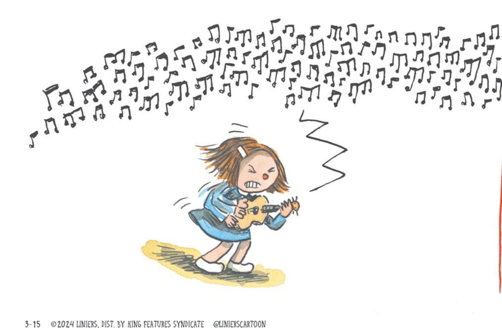Illustration OCR: ? 3-15 ©2024 LINIERSDIST. BY KING FEATURES SYNDICATE LINIERSCARTOON ? ² 075 pr ? 3-15 © 2024 LINIERSDIST . BY KING FEATURES SYNDICATE LINIERSCARTOON ? ² 075 pr