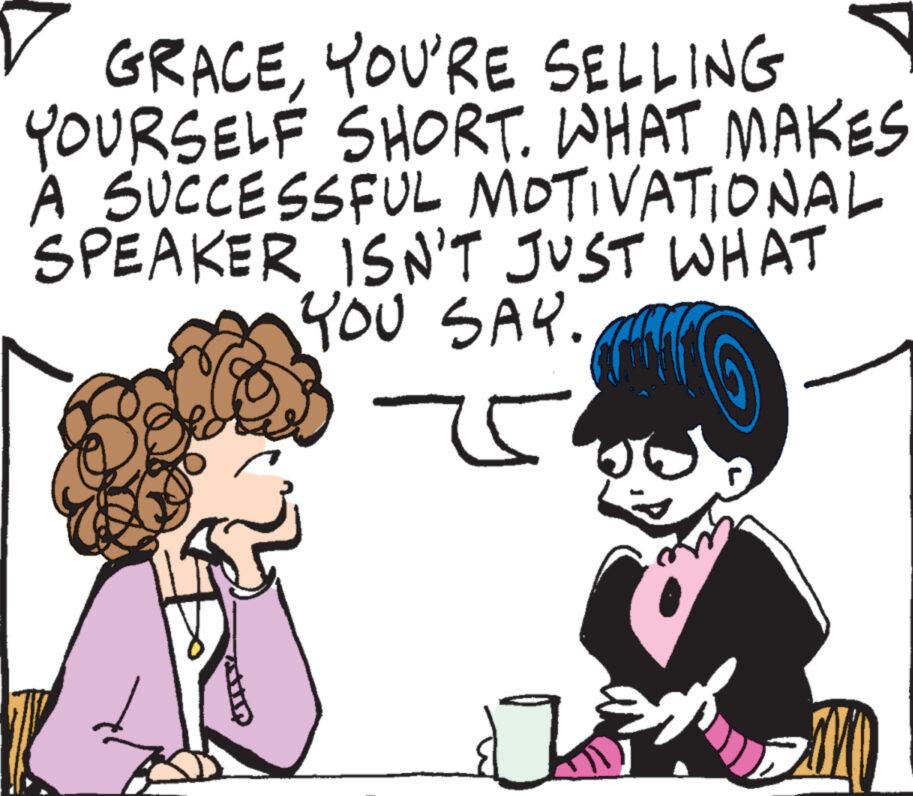 Font OCR: GRACEYOU'RE SELLING YOURSELF SHORT. WHAT MAKES A SUCCESSFUL MOTIVATIONAL SPEAKER ISN'T JUST WHAT YOU SAY. GRACEYOU'RE SELLING YOURSELF SHORT . WHAT MAKES A SUCCESSFUL MOTIVATIONAL SPEAKER ISN'T JUST WHAT YOU SAY .