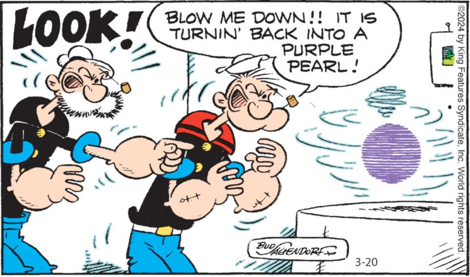 Gesture OCR: PEARL! LOOK! BLOW ME DOWN!! IT IS TURNIN' BACK INTO A PURPLE mz L oft ©2024 by King Features SyndicateInc. World rights reserved. BUDAGENDORF 3-20 PEARL ! LOOK ! BLOW ME DOWN !! IT IS TURNIN ' BACK INTO A PURPLE mz L oft © 2024 by King Features SyndicateInc. World rights reserved . BUDAGENDORF 3-20