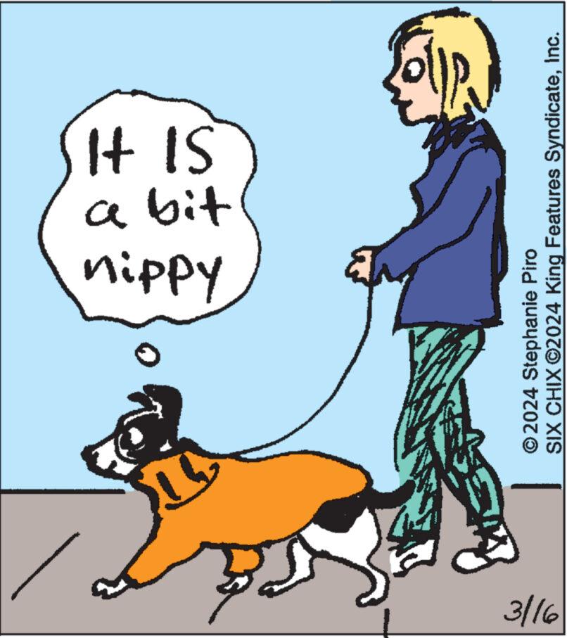 Carnivore OCR: 3/16 EN nippy a bit It IS LOUP ?2024 Stephanie Piro SIX CHIX ©2024 King Features SyndicateInc. 3/16 EN nippy a bit It IS LOUP ?2024 Stephanie Piro SIX CHIX © 2024 King Features Syndicate