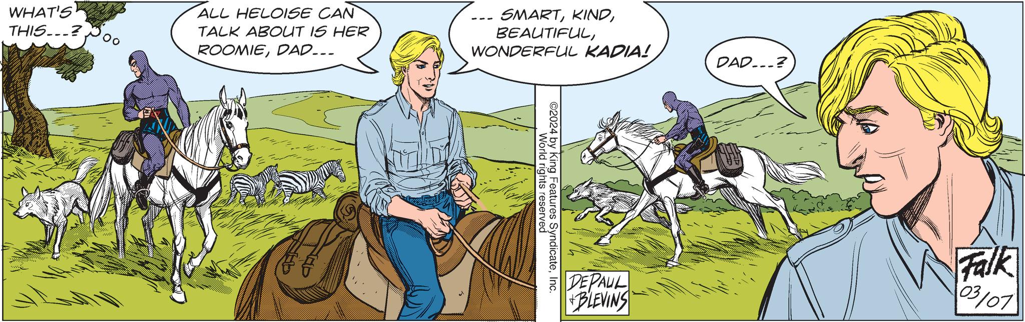 Bit OCR: WHAT'S THIS...? ? ?? ? ALL HELOISE CAN TALK ABOUT IS HER ROOMIEDAD... F SMARTWONDERFUL KADIA! World rights reserved ©2024 by King Features SyndicateInc. DEPAUL BLEVINS DAD...? Falk 03/01 WHAT'S THIS ... ? ? ?? ? ALL HELOISE CAN TALK ABOUT IS HER ROOMIEDAD ... F SMARTWONDERFUL KADIA ! World rights reserved © 2024 by King Features SyndicateInc. DEPAUL BLEVINS DAD ... ? Falk 03/01