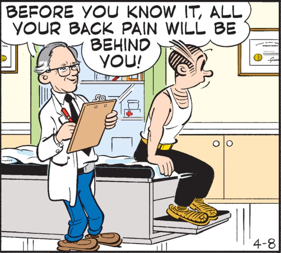 Conversation OCR: BEFORE YOU KNOW ITALL YOUR BACK PAIN WILL BE BEHIND YOU! OO Jus 4-8 BEFORE YOU KNOW ITALL YOUR BACK PAIN WILL BE BEHIND YOU ! OO Jus 4-8