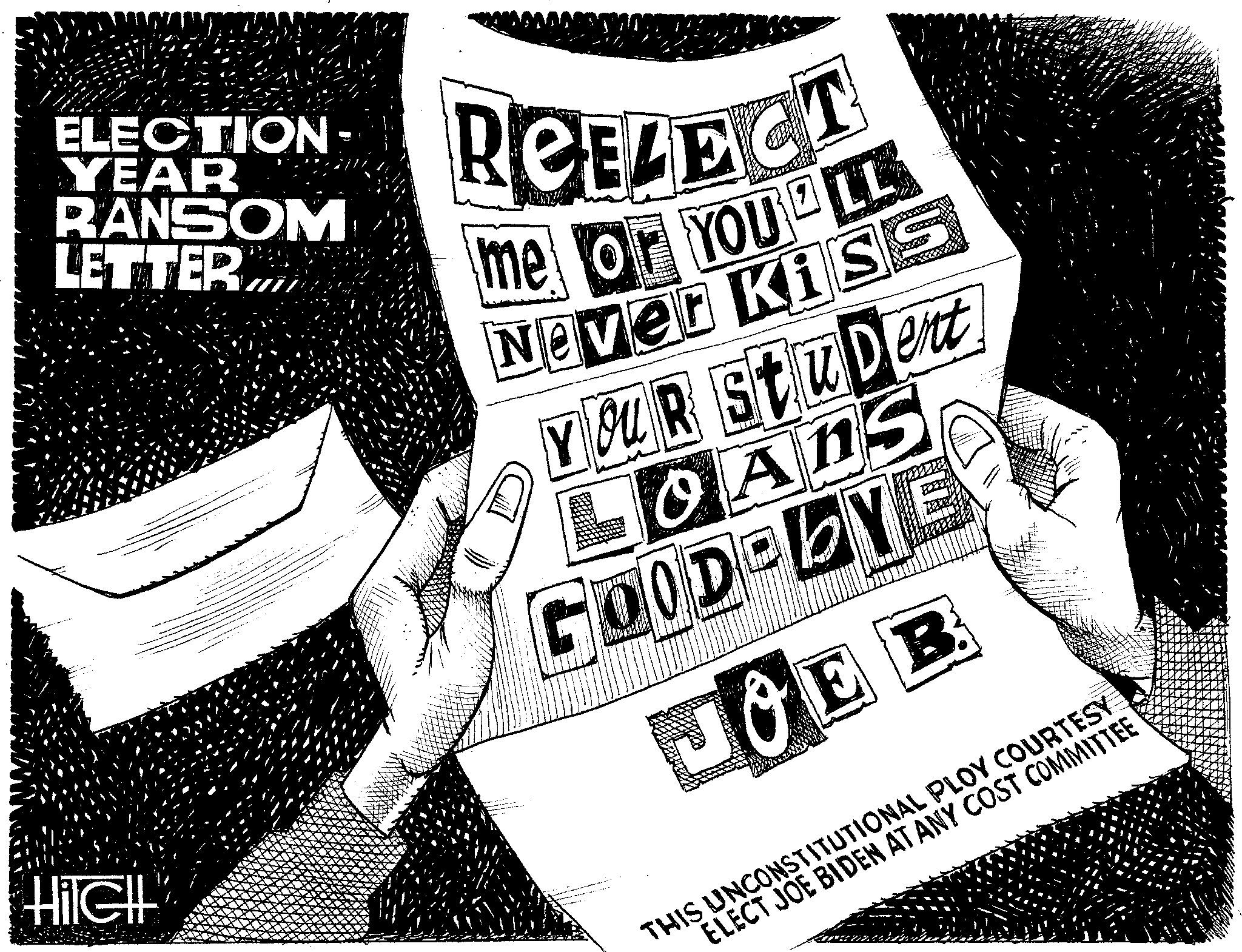 Pattern OCR: ELECTION- YEAR RANSOM LETTER. REELECT me or YOULL Never KiSS YouR StuDent LOANS GOOD-BYE JOE B HilCH THIS UNCONSTITUTIONAL PLOY COURTESY ELECT JOE BIDEN AT ANY COST COMMITTEE ELECTION- YEAR RANSOM LETTER . REELECT me or YOULL Never KiSS YouR StuDent LOANS GOOD - BYE JOE B HilCH THIS UNCONSTITUTIONAL PLOY COURTESY ELECT JOE BIDEN AT ANY COST COMMITTEE