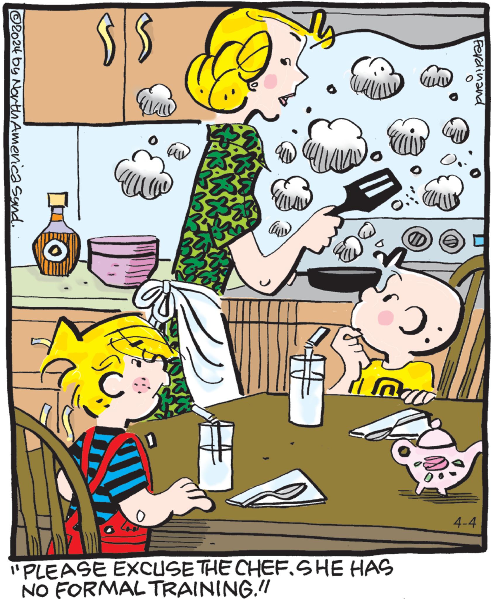 Font OCR: SS © 2024 by North America Sund. Ferdinand ? 4-4 "PLEASE EXCUSE THE CHEF. SHE HAS NO FORMAL TRAINING." SS © 2024 by North America Sund . Ferdinand ? 4-4 " PLEASE EXCUSE THE CHEF . SHE HAS NO FORMAL TRAINING . "