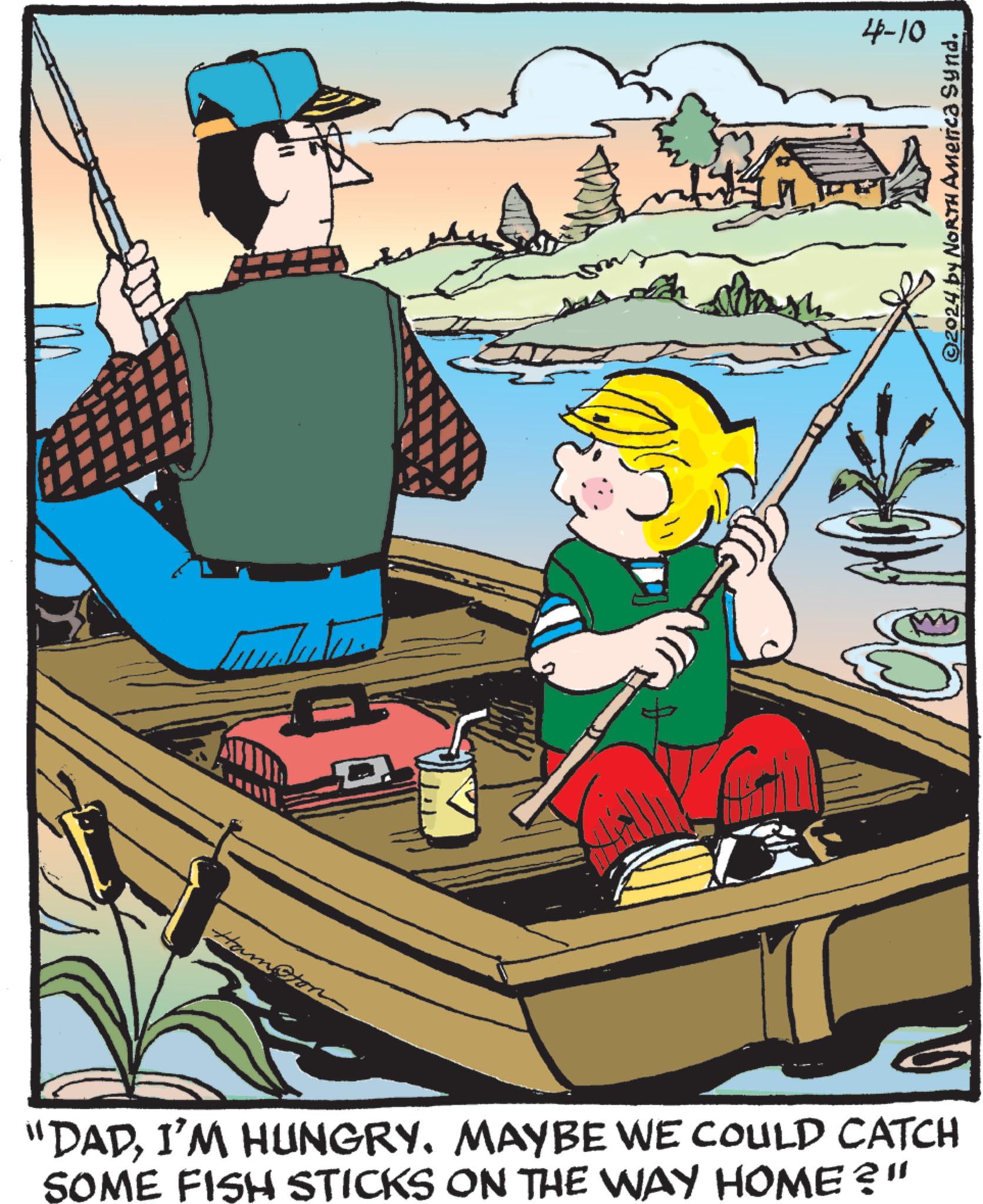 Sharing OCR: Hamoton "DADI'M HUNGRY. MAYBE WE COULD CATCH SOME FISH STICKS ON THE WAY HOME?" 4-10 ©2024 by NORTH America Synd. Hamoton " DADI'M HUNGRY . MAYBE WE COULD CATCH SOME FISH STICKS ON THE WAY HOME ? " 4-10 © 2024 by NORTH America Synd .