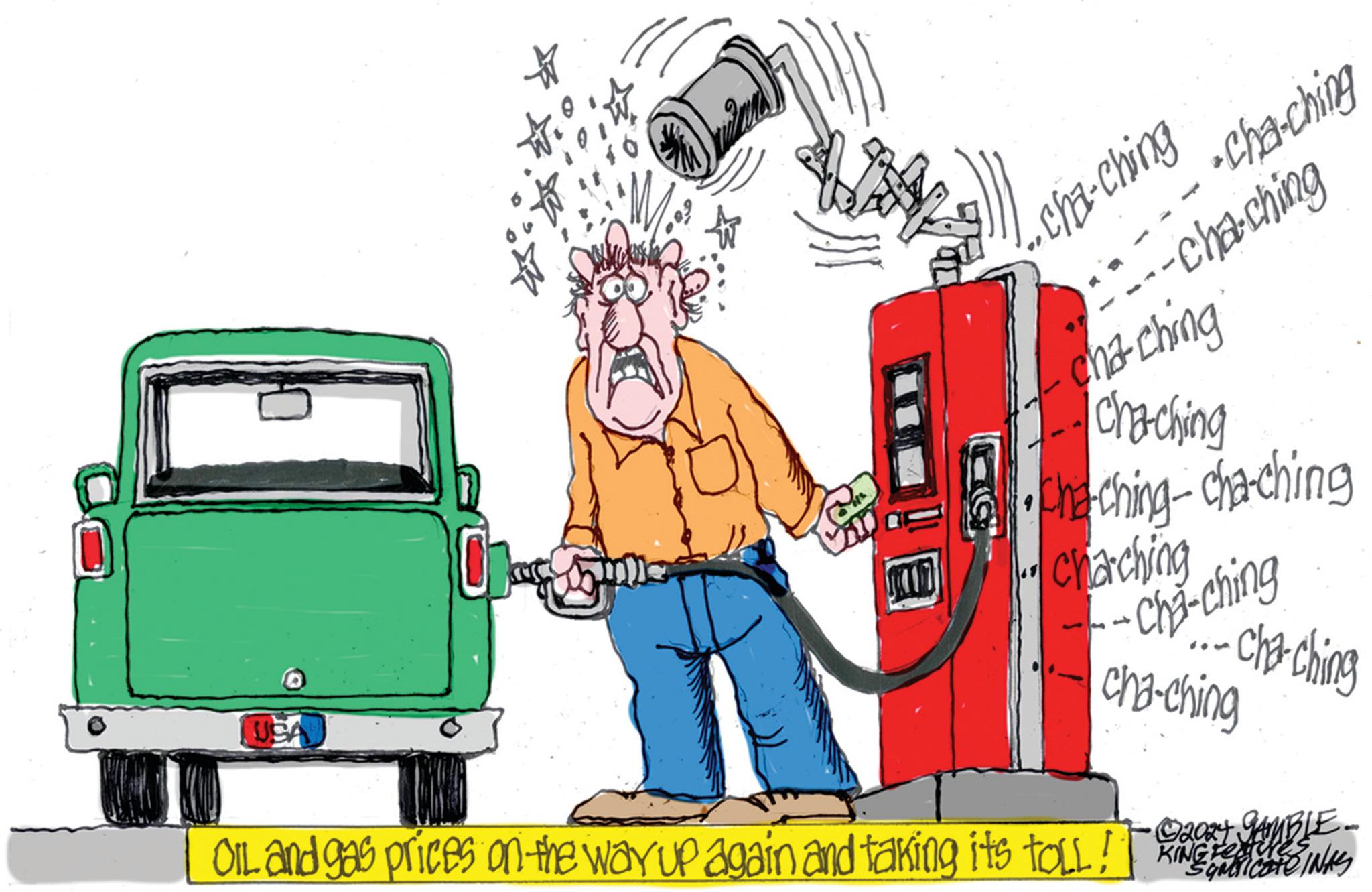 Automotive exterior OCR: •Cha-ching .. cha-ching -cha-ching cha-ching Chaching chaching-cha-ching chachching cha-ching •Cha-ching G USA OIL and gas prices on the way up again and taking its toLL! KING EGMSICOTEINAS © 2024 GAMBLE. • Cha - ching .. cha - ching -cha - ching cha - ching Chaching chaching - cha - ching chachching cha - ching • Cha - ching G USA OIL and gas prices on the way up again and taking its toLL ! KING EGMSICOTEINAS © 2024 GAMBLE .