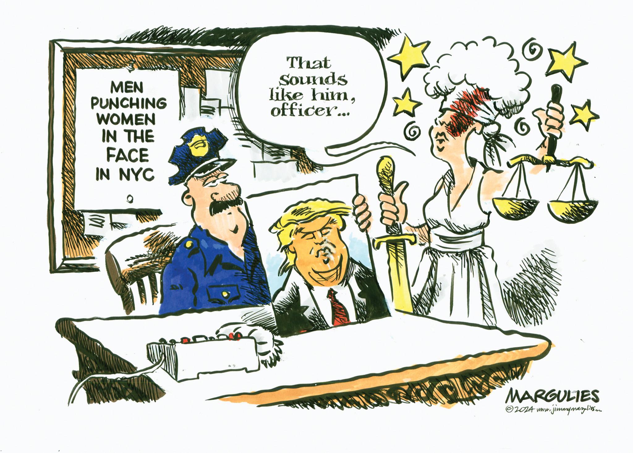 Conversation OCR: MEN PUNCHING WOMEN IN THE FACE IN NYC That Sounds like him officer... MARGULIES ©2024 www.jimmymaryliss MEN PUNCHING WOMEN IN THE FACE IN NYC That Sounds like him officer ... MARGULIES © 2024 www.jimmymaryliss