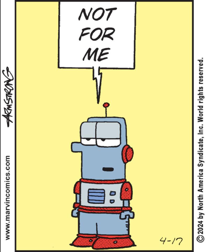 Art OCR: www.marvincomics.com ARMSTRONG ME FOR NOT L-8??? 4-17 © 2024 by North America SyndicateInc. World rights reserved. www.marvincomics.com ARMSTRONG ME FOR NOT L-8 ??? 4-17 © 2024 by North America SyndicateInc. World rights reserved .