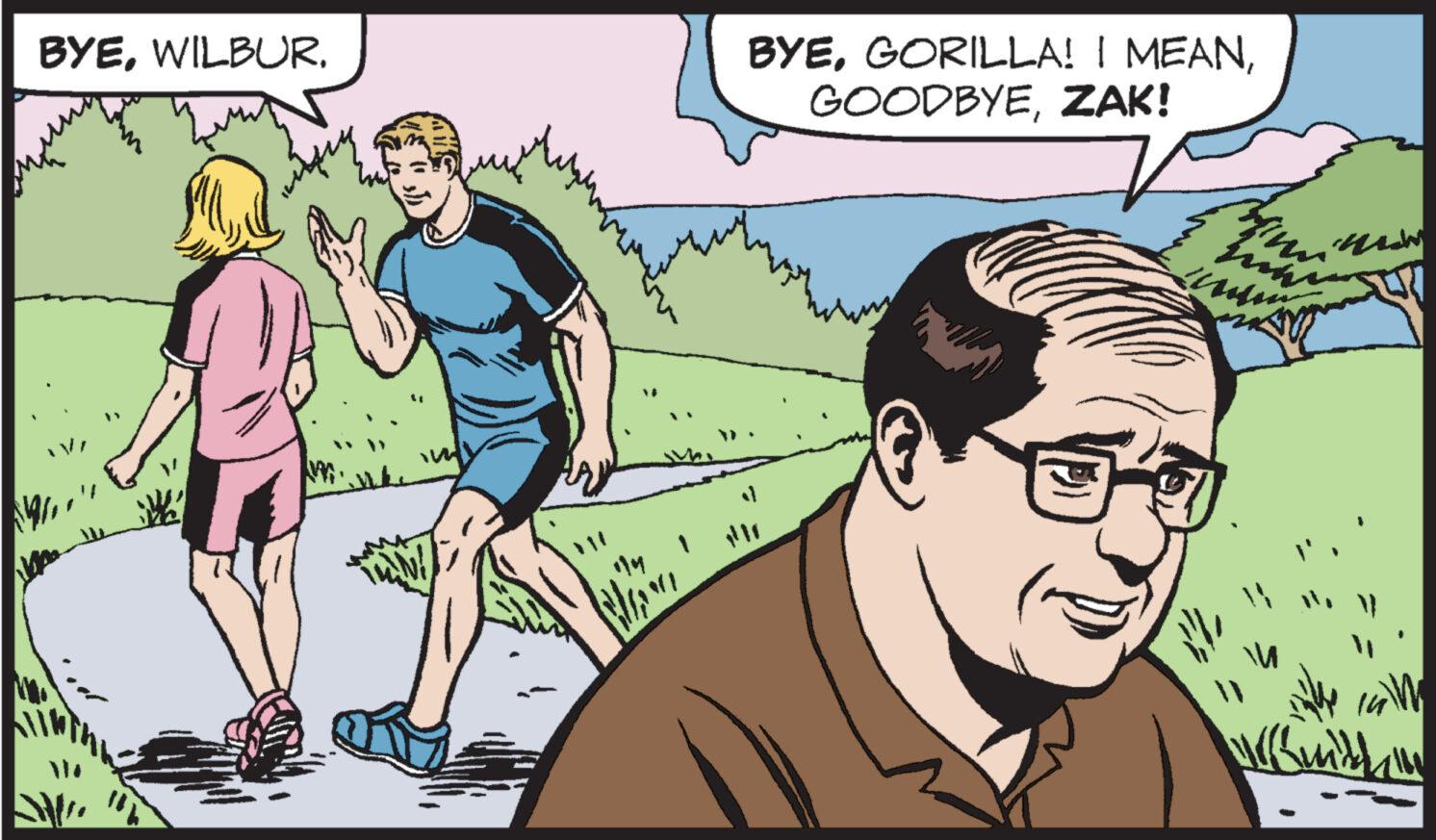 Happy OCR: ? BYEWILBUR. 114 BYEZAK! ? BYEWILBUR . 114 BYEGORILLA ! I MEANZAK !