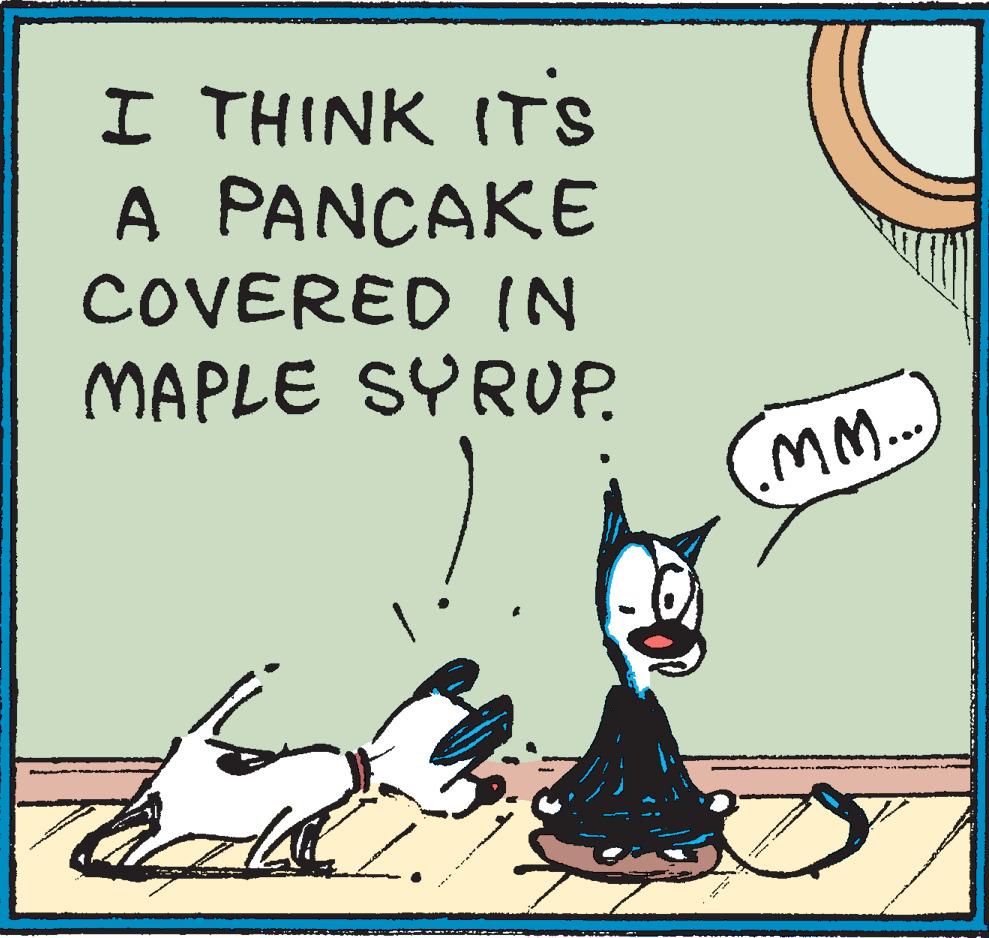 Drawing OCR: I THINK IT'S A PANCAKE COVERED IN MAPLE SYRUP. .mm.... C I THINK IT'S A PANCAKE COVERED IN MAPLE SYRUP . .mm .... C