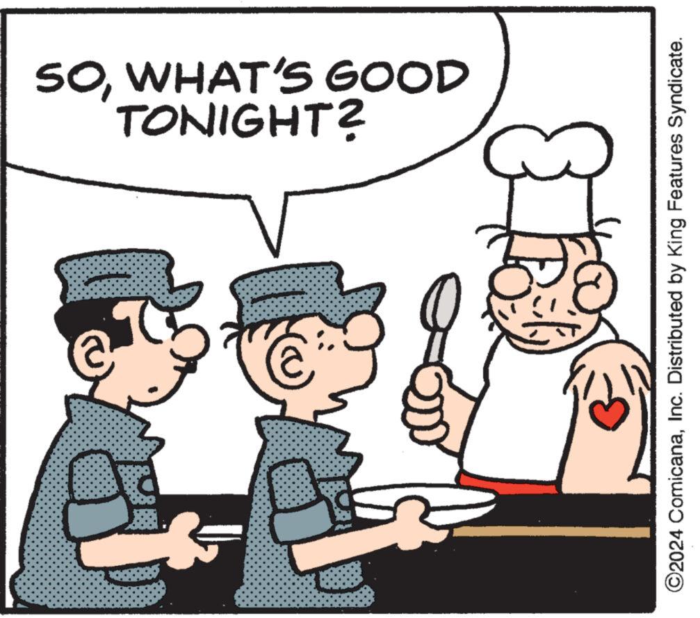 Line OCR: TONIGHT? SOWHAT'S GOOD ©2024 ComicanaInc. Distributed by King Features Syndicate. TONIGHT ? SOWHAT'S GOOD © 2024 ComicanaInc. Distributed by King Features Syndicate .