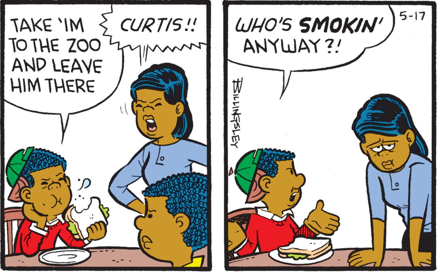 Handwriting OCR: TAKE 'IM TO THE ZOO AND LEAVE CURTIS !! HIM THERE ?' WHO'S SMOKIN' ANYWAY?! BILLINGSLEY 5-17 TAKE ' IM TO THE ZOO AND LEAVE CURTIS !! HIM THERE ? ' WHO'S SMOKIN ' ANYWAY ?! BILLINGSLEY 5-17