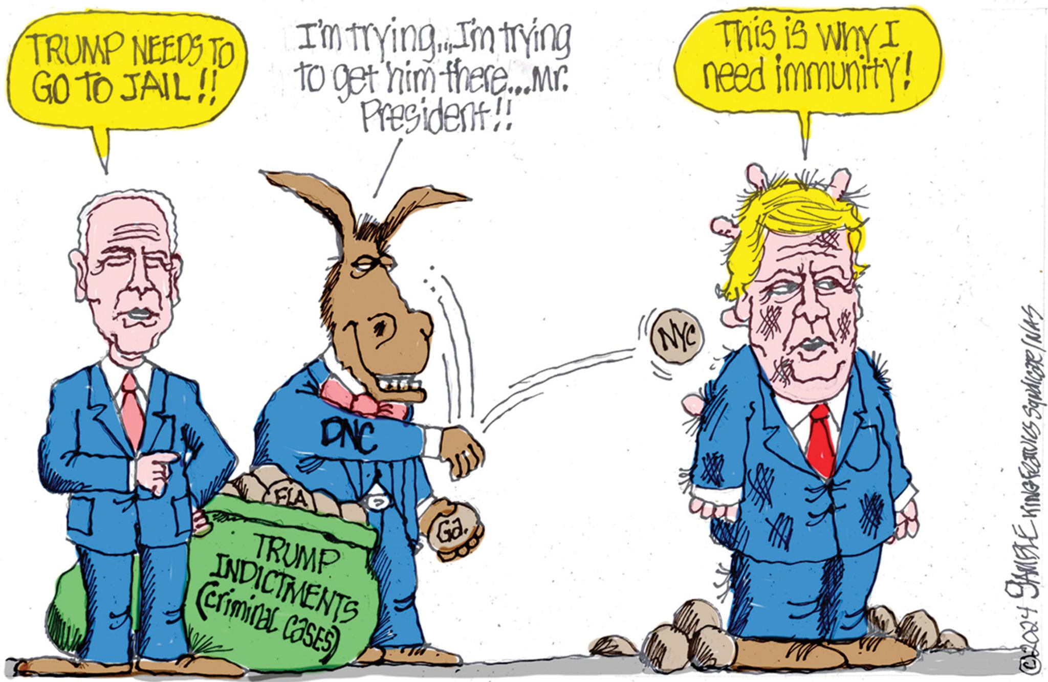 Ear OCR: TRUMP NEEDS TO GO TO JAIL!! I'm trying. I'm trying to get him there...Mr. President!! FLA DNC TRUMP INDICTMENTS criminal cases Ga (NYC) This is why I need immunity! 02024 GAMBLE KING FESTVICS SUNdicare IWAS TRUMP NEEDS TO GO TO JAIL !! I'm trying . I'm trying to get him there ... Mr . President !! FLA DNC TRUMP INDICTMENTS criminal cases Ga ( NYC ) This is why I need immunity ! 02024 GAMBLE KING FESTVICS SUNdicare IWAS