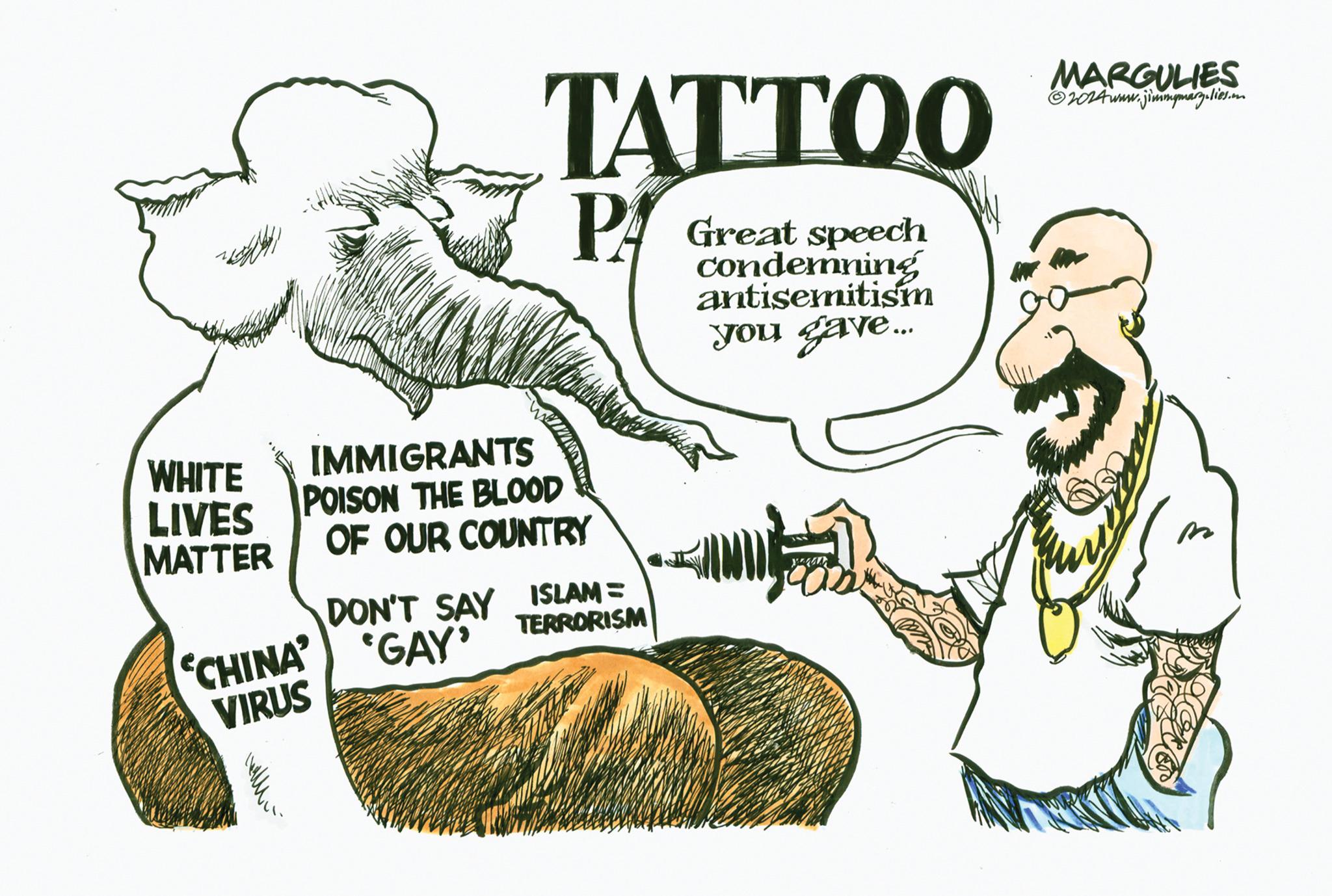 Font OCR: TATTOO PA Great speech condemning antisemitism you gave... WHITE LIVES MATTER IMMIGRANTS POISON THE BLOOD OF OUR COUNTRY DON'T SAY ISLAM = "CHINA GAY' TERRORISM VIRUS MARGULIES ©2024www.jimmymarz.lies.on m TATTOO PA Great speech condemning antisemitism you gave ... WHITE LIVES MATTER IMMIGRANTS POISON THE BLOOD OF OUR COUNTRY DON'T SAY ISLAM = " CHINA GAY ' TERRORISM VIRUS MARGULIES © 2024www.jimmymarz.lies.on m