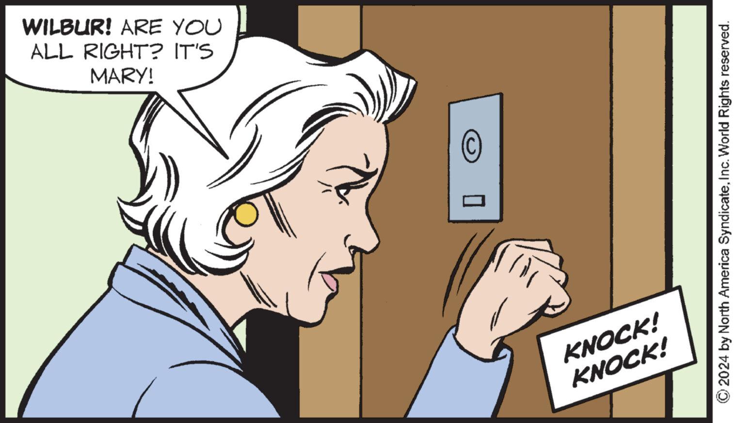 Finger OCR: ALL RIGHT? IT'S WILBUR! ARE YOU MARY! KNOCK! KNOCK! © 2024 by North America SyndicateInc. World Rights reserved. ALL RIGHT ? IT'S WILBUR ! ARE YOU MARY ! KNOCK ! KNOCK ! © 2024 by North America SyndicateInc. World Rights reserved .