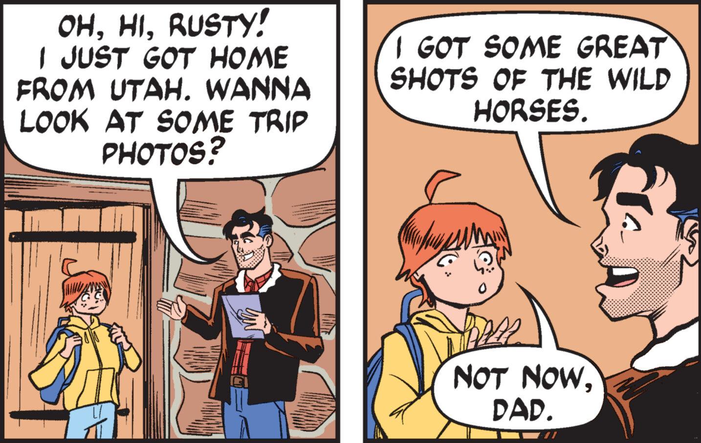 People OCR: OHRUSTY! I JUST GOT HOME FROM UTAH. WANNA LOOK AT SOME TRIP PHOTOS? I GOT SOME GREAT SHOTS OF THE WILD HORSES. NOT NOWDAD. OHRUSTY ! I JUST GOT HOME FROM UTAH . WANNA LOOK AT SOME TRIP PHOTOS ? I GOT SOME GREAT SHOTS OF THE WILD HORSES . NOT NOWDAD .