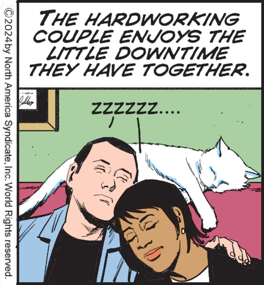 Dog breed OCR: THE HARDWORKING COUPLE ENJOYS THE LITTLE DOWNTIME THEY HAVE TOGETHER. zzzzzz…... 2024 by North America SyndicateInc. World Rights reserved. THE HARDWORKING COUPLE ENJOYS THE LITTLE DOWNTIME THEY HAVE TOGETHER . zzzzzz … ... 2024 by North America SyndicateInc. World Rights reserved .