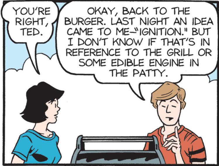 Gesture OCR: YOU'RE RIGHT TED. OKAYBACK TO THE BURGER. LAST NIGHT AN IDEA CAME TO ME-"IGNITION." BUT I DON'T KNOW IF THAT'S IN REFERENCE TO THE GRILL OR SOME EDIBLE ENGINE IN THE PATTY. YOU'RE RIGHT TED . OKAYBACK TO THE BURGER . LAST NIGHT AN IDEA CAME TO ME- " IGNITION . " BUT I DON'T KNOW IF THAT'S IN REFERENCE TO THE GRILL OR SOME EDIBLE ENGINE IN THE PATTY .