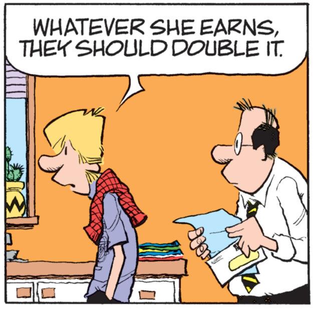 Line OCR: WHATEVER SHE EARNSTHEY SHOULD DOUBLE IT. WHATEVER SHE EARNSTHEY SHOULD DOUBLE IT .