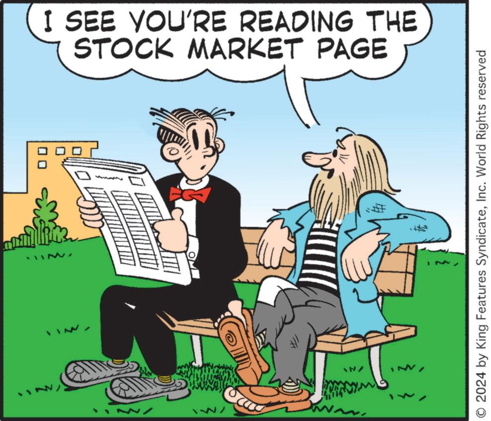 Conversation OCR: STOCK MARKET PAGE I SEE YOU'RE READING THE INI F O 2024 by King Features SyndicateInc. World Rights reserved STOCK MARKET PAGE I SEE YOU'RE READING THE INI F O 2024 by King Features SyndicateInc. World Rights reserved