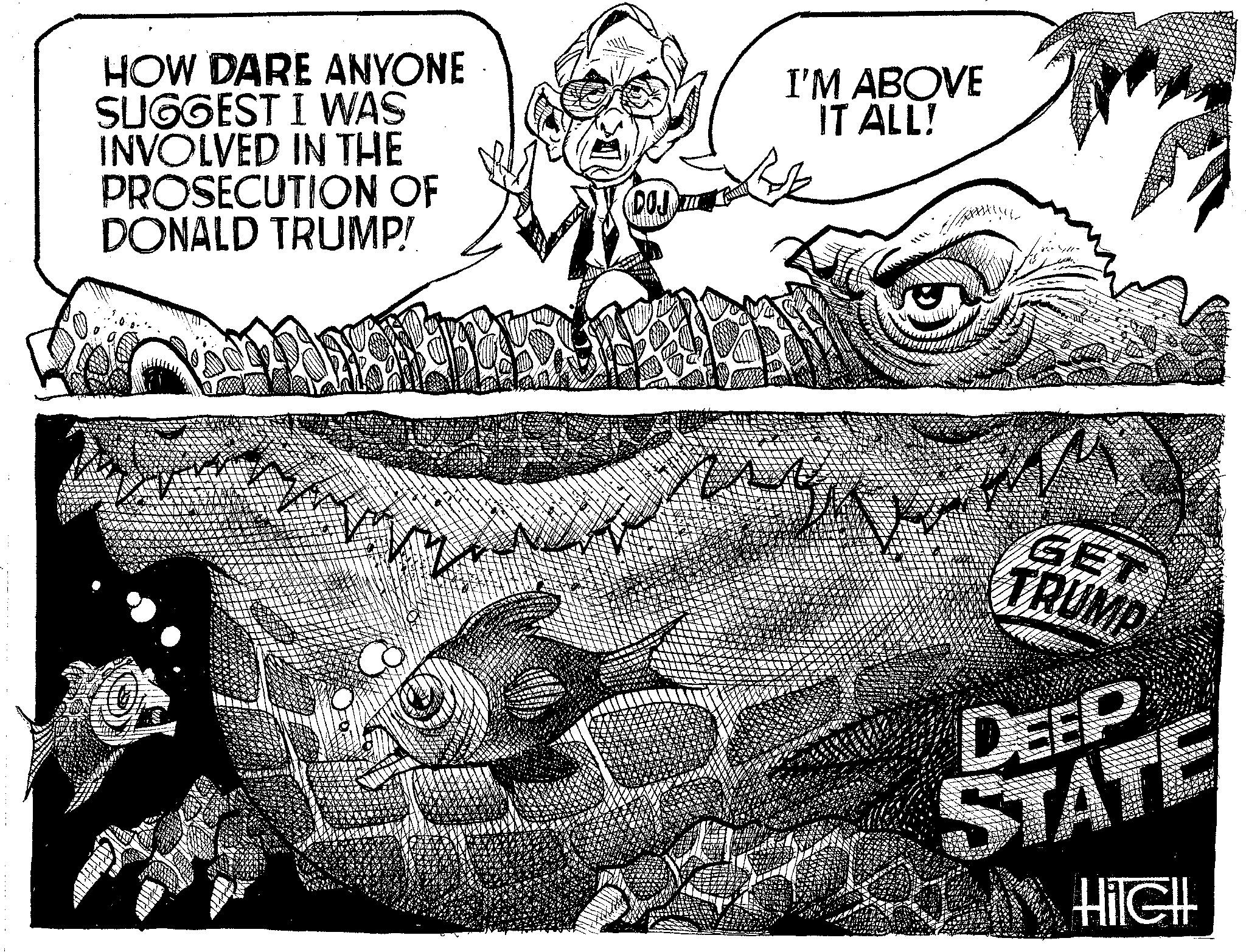 Art OCR: HOW DARE ANYONE SUGGEST I WAS INVOLVED IN THE PROSECUTION OF DONALD TRUMP! DOJ I'M ABOVE IT ALL! GET TRUMP DEEP STATE HilGHL HOW DARE ANYONE SUGGEST I WAS INVOLVED IN THE PROSECUTION OF DONALD TRUMP ! DOJ I'M ABOVE IT ALL ! GET TRUMP DEEP STATE HilGHL