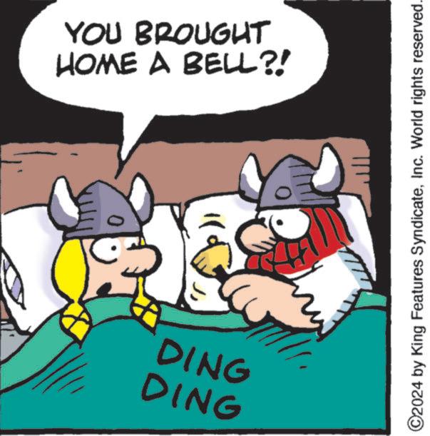 Humour OCR: DING DING HOME A BELL?! YOU BROUGHT my H ©2024 by King Features SyndicateInc. World rights reserved. DING DING HOME A BELL ?! YOU BROUGHT my H © 2024 by King Features SyndicateInc. World rights reserved .