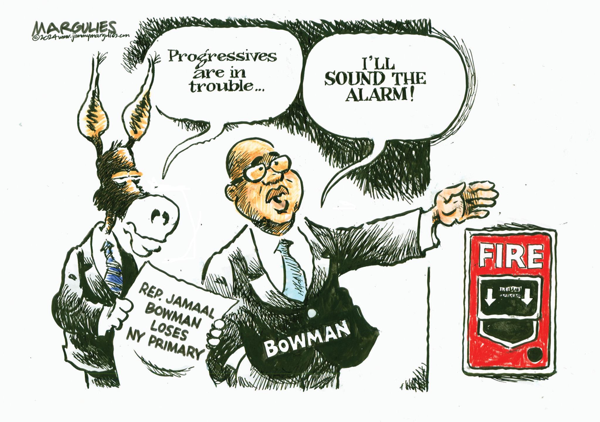 Conversation OCR: MARGULIES 2024www.jimmymargulies.com wwwww Progressives are in trouble... I'LL SOUND THE ALARM! REP. JAMAAL BOWMAN LOSES NY PRIMARY FIRE BOWMAN ? MARGULIES 2024www.jimmymargulies.com wwwww Progressives are in trouble ... I'LL SOUND THE ALARM ! REP . JAMAAL BOWMAN LOSES NY PRIMARY FIRE BOWMAN ?