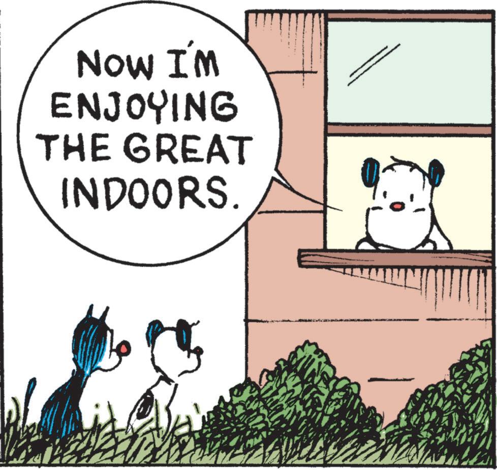 Art OCR: NOW I'M ENJOYING THE GREAT INDOORS. NOW I'M ENJOYING THE GREAT INDOORS .