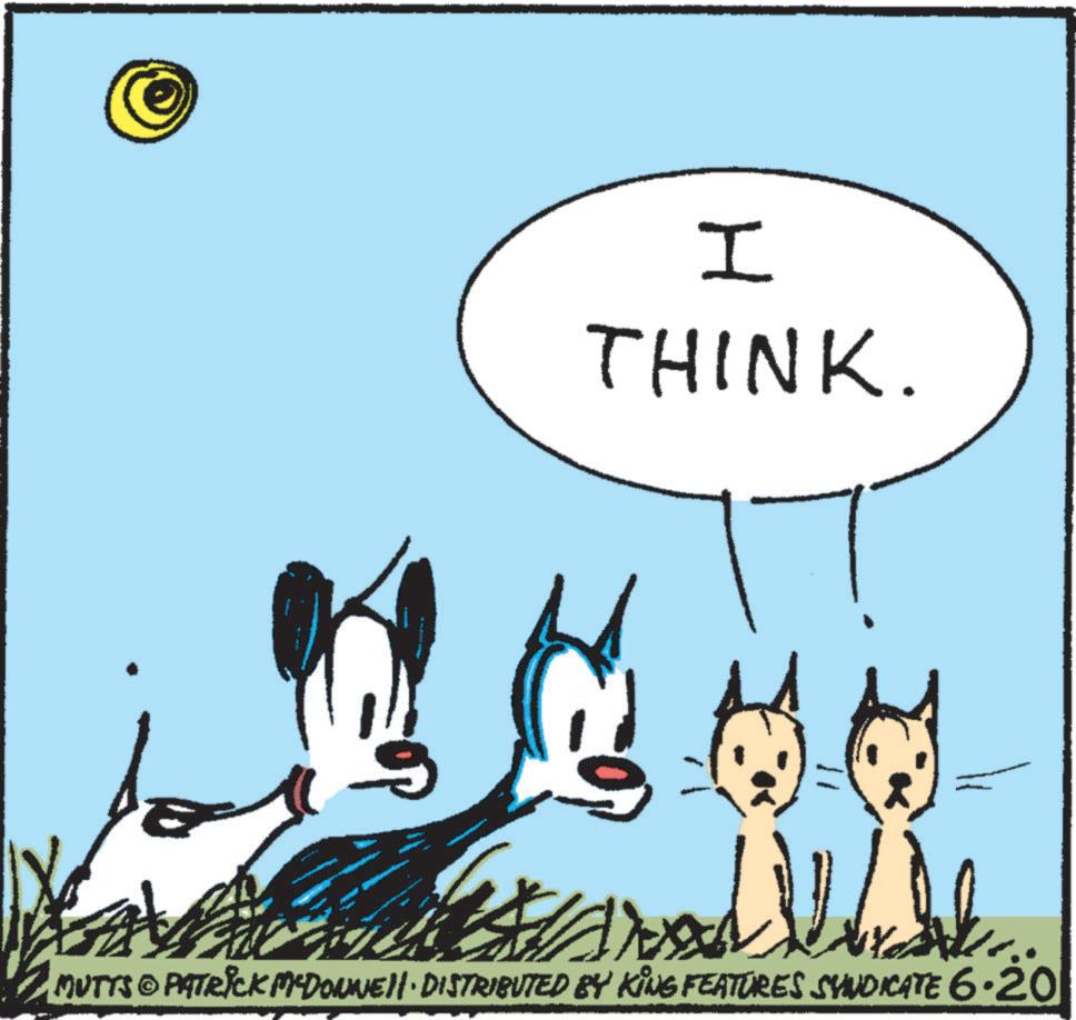 Illustration OCR: I THINK. MUTTS © PATRICK MY-DONNEH · DISTRIBUTED BY KING FEATURES SYNDICATE 6·20 I THINK . MUTTS © PATRICK MY - DONNEH · DISTRIBUTED BY KING FEATURES SYNDICATE 6 · 20