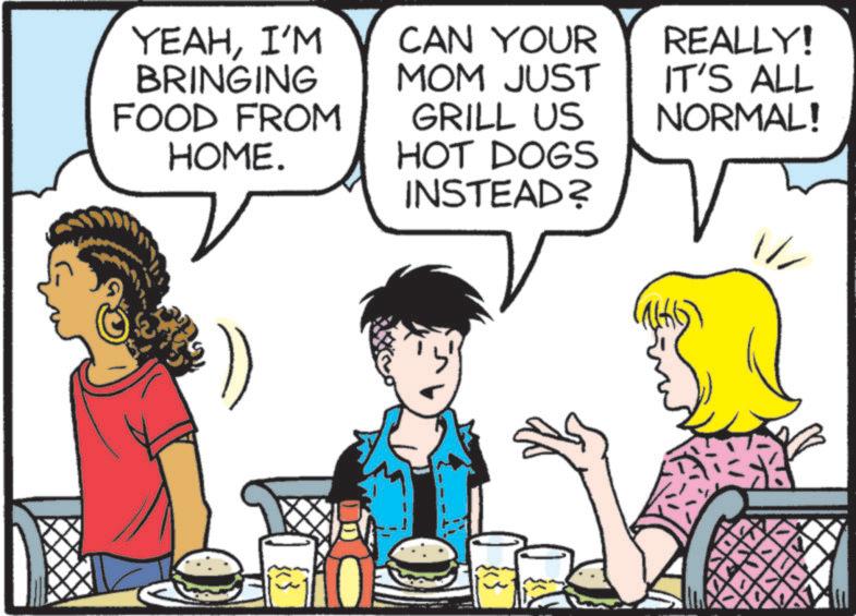 Happy OCR: YEAHI'M BRINGING CAN YOUR MOM JUST FOOD FROM HOME. GRILL US HOT DOGS INSTEAD? REALLY! IT'S ALL NORMAL! YEAHI'M BRINGING CAN YOUR MOM JUST FOOD FROM HOME . GRILL US HOT DOGS INSTEAD ? REALLY ! IT'S ALL NORMAL !