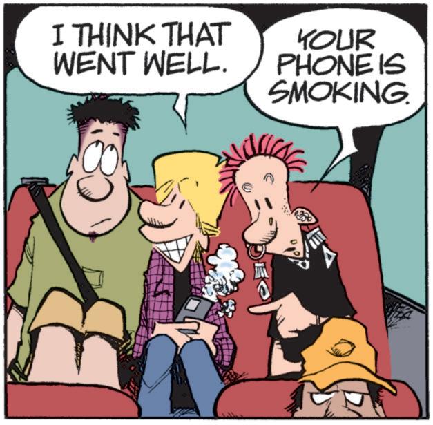 Fictional character OCR: I THINK THAT WENT WELL. YOUR PHONE IS SMOKING. EQ I THINK THAT WENT WELL . YOUR PHONE IS SMOKING . EQ