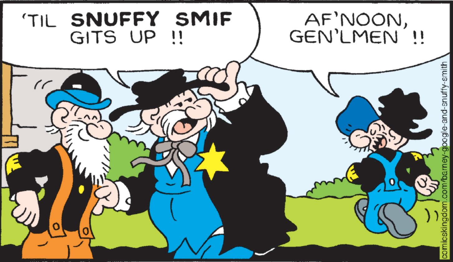 Art OCR: 'TIL SNUFFY SMIF GITS UP !! AF'NOONGEN'LMEN !! comicskingdom.com/barney-google-and-snuffy-smith ' TIL SNUFFY SMIF GITS UP !! AF'NOONGEN'LMEN !! comicskingdom.com/barney-google-and-snuffy-smith