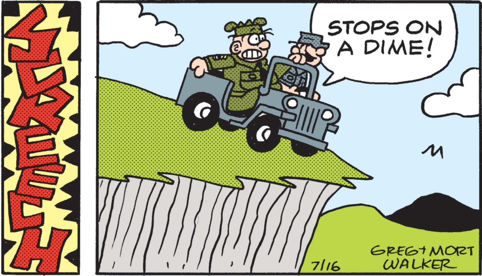 Line OCR: STOPS ON A DIME! 7/16 M GREET MORT WALKER STOPS ON A DIME ! 7/16 M GREET MORT WALKER