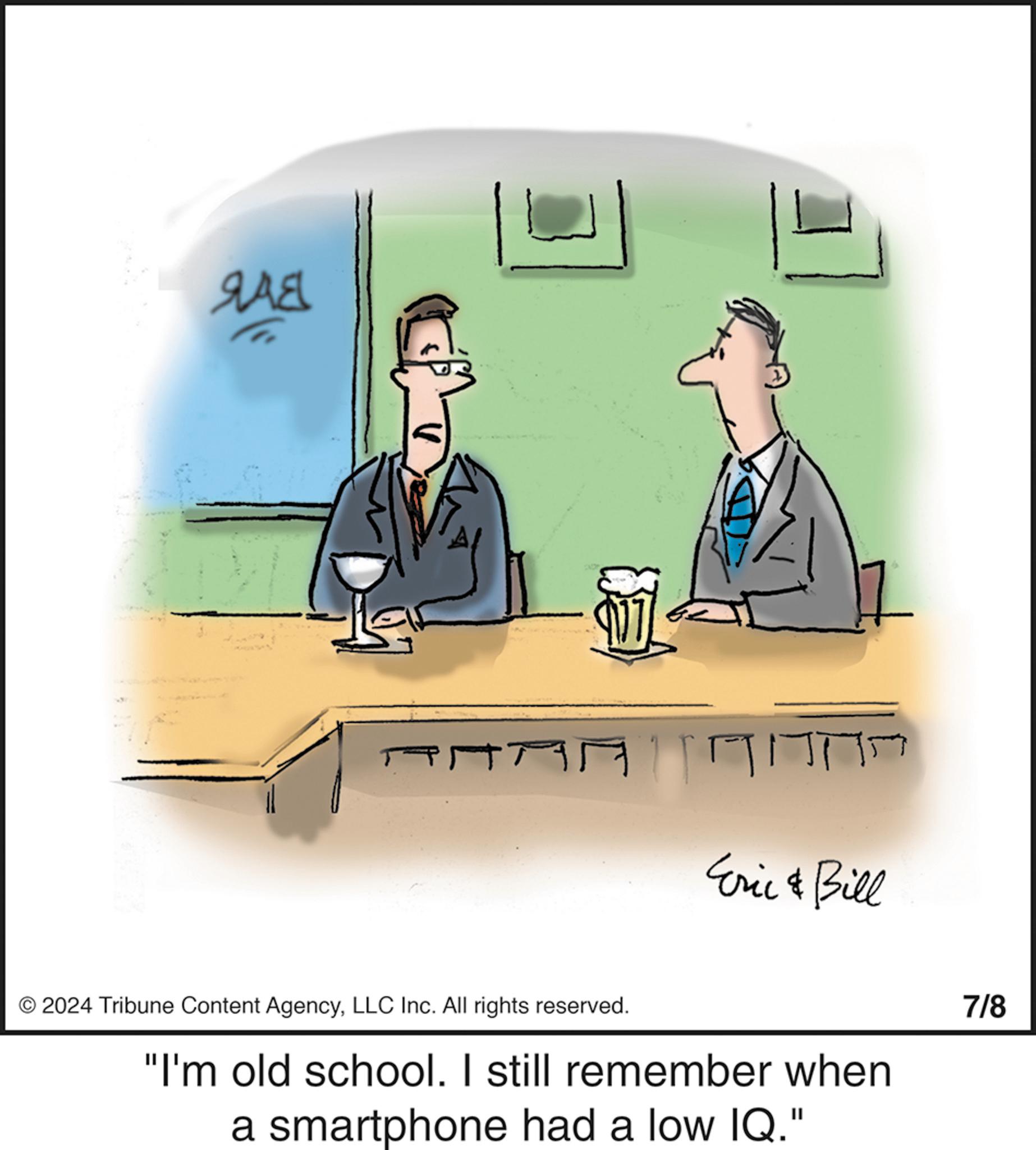 Gesture OCR: ??? ??? AA+ Eric & Bill © 2024 Tribune Content AgencyLLC Inc. All rights reserved. "I'm old school. I still remember when a smartphone had a low IQ." 7/8 ??? ??? AA + Eric & Bill © 2024 Tribune Content AgencyLLC Inc. All rights reserved . " I'm old school . I still remember when a smartphone had a low IQ . " 7/8