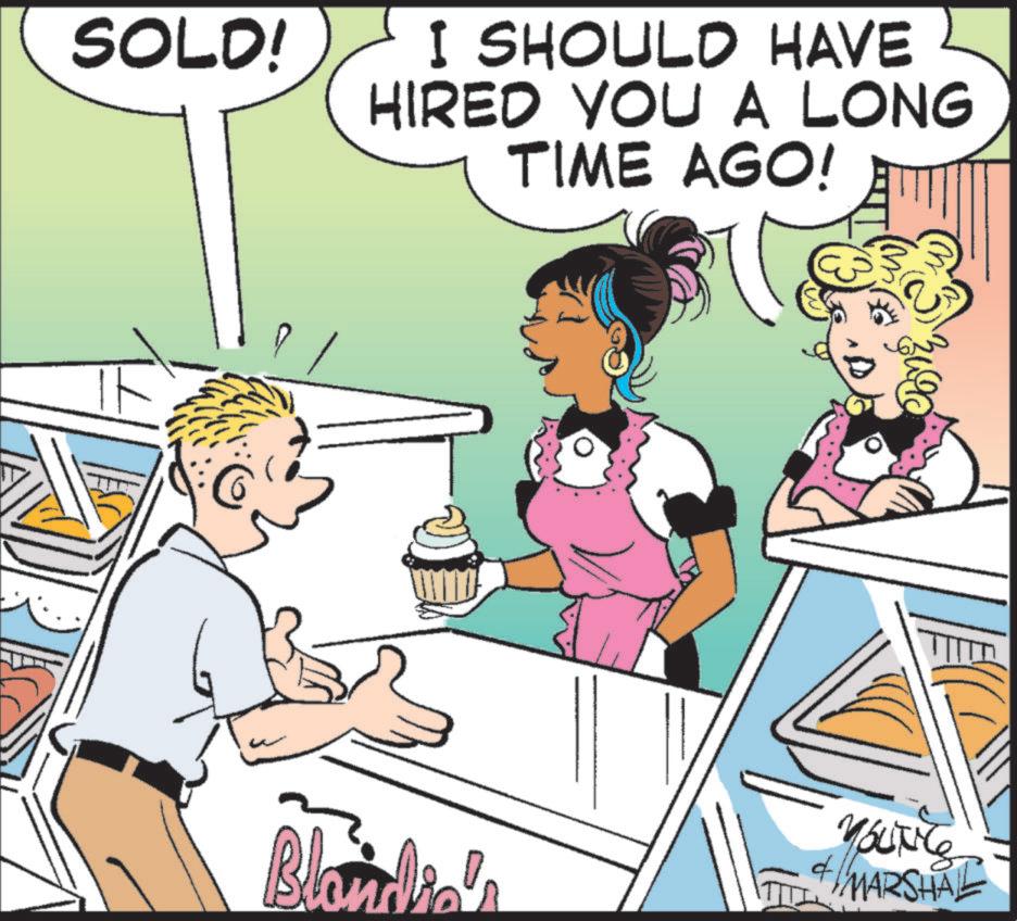 Line OCR: SOLD! I SHOULD HAVE HIRED YOU A LONG TIME AGO! Blondia's 3490 YOUNG +MARSHAL SOLD ! I SHOULD HAVE HIRED YOU A LONG TIME AGO ! Blondia's 3490 YOUNG + MARSHAL