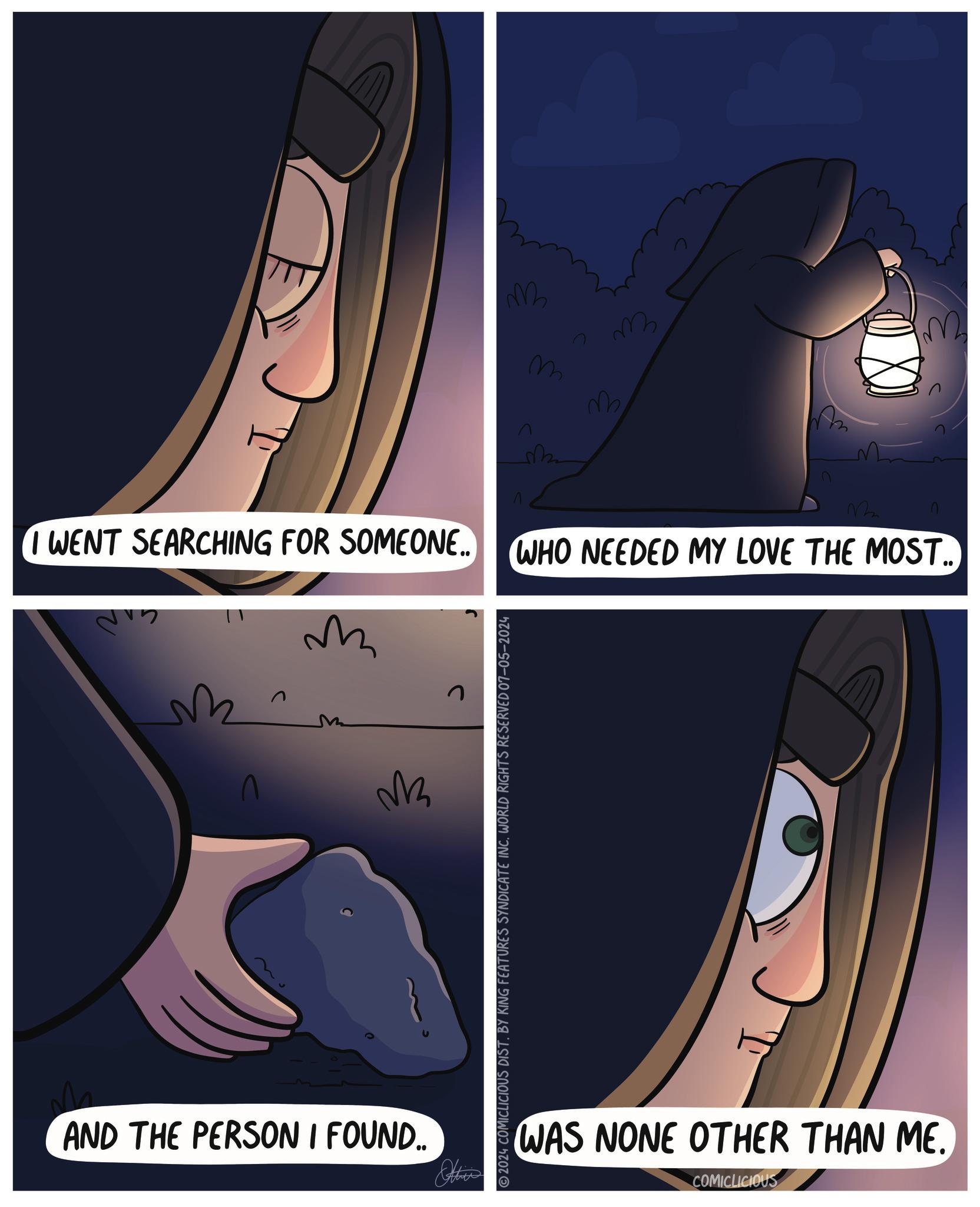Slope OCR: AND THE PERSON I FOUND.. Other ?? M W 2024 COMICLICIOUS DIST. BY KING FEATURES SYNDICATE INCWORLD RIGHTS RESERVED 07-05-2024 WAS NONE OTHER THAN ME. COMICLICIOUS I WENT SEARCHING FOR SOMEONE.. WHO NEEDED MY LOVE THE MOST.. ?? ???? ?? ???? ? ?? AND THE PERSON I FOUND .. Other ? ? M W 2024 COMICLICIOUS DIST . BY KING FEATURES SYNDICATE INCWORLD RIGHTS RESERVED 07-05-2024 WAS NONE OTHER THAN ME . COMICLICIOUS I WENT SEARCHING FOR SOMEONE .. WHO NEEDED MY LOVE THE MOST .. ?? ???? ?? ???? ? ??