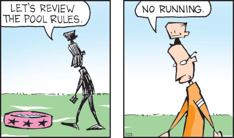 Art OCR: LET'S REVIEW THE POOL RULES. NO RUNNING. *** 7/23 LET'S REVIEW THE POOL RULES . NO RUNNING . *** 7/23